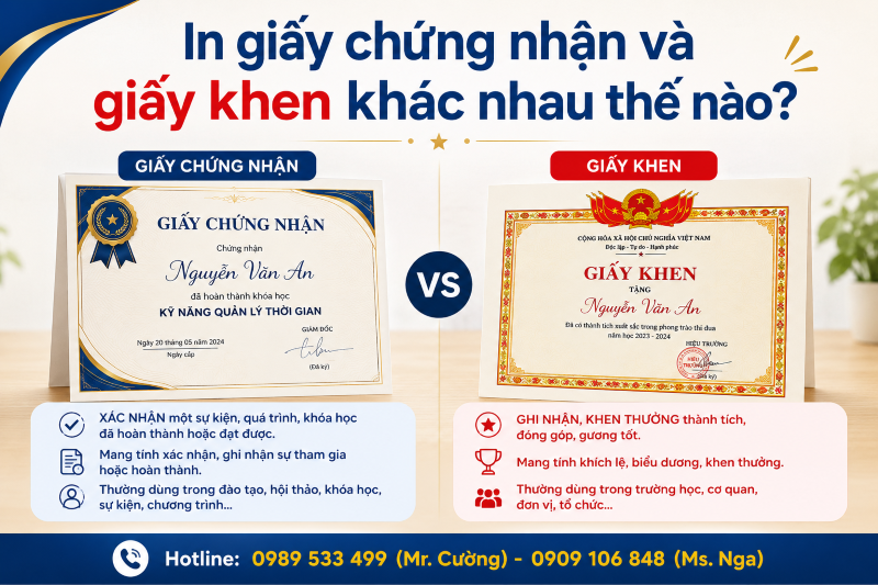 In Giấy Chứng Nhận Và Giấy Khen Khác Nhau Thế Nào?