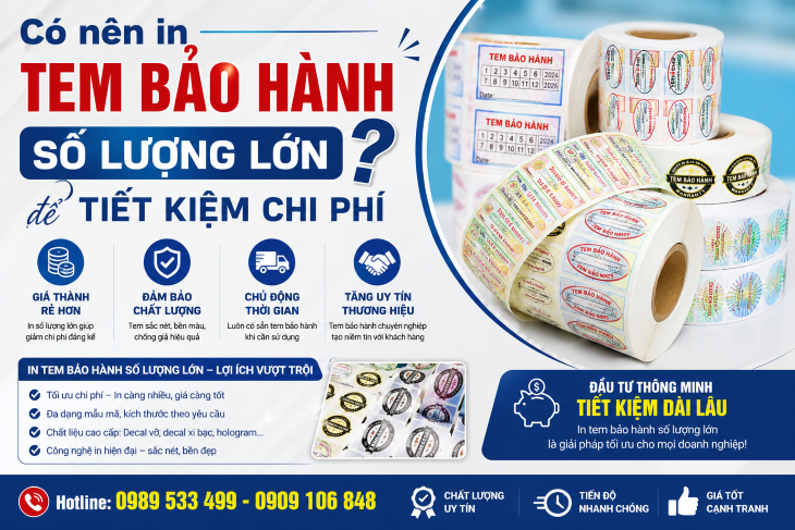 Có nên in tem bảo hành số lượng lớn để tiết kiệm chi phí?