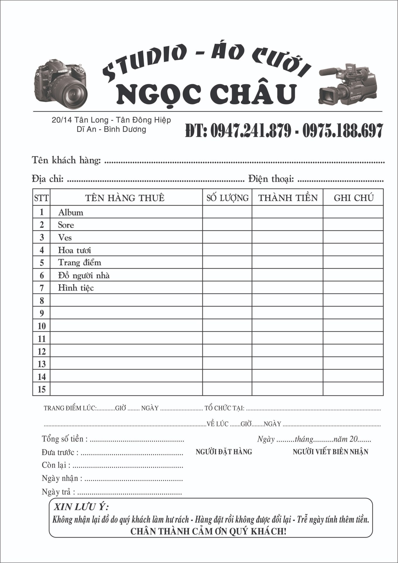 Họp đồng áo cưới