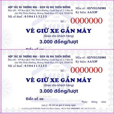 In vé giữ xe theo yêu cầu